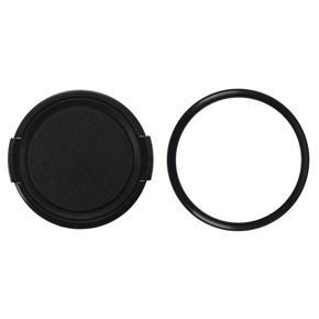 BRADOO- 1Pcs Camera Plastic Side Pinch Clip on Front Lens Cap Protective Cover Black 49Mm & 1Pcs 48Mm To 49Mm Camera Filter Lens 48Mm-49Mm Step Up Ring Adapter