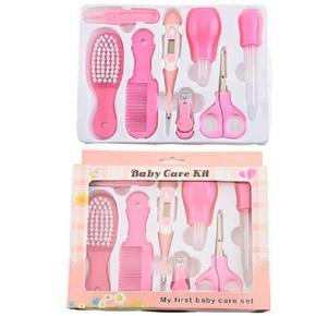 Baby Care Kit, 8 Pcs Convenient Healthcare Grooming Set Essential Daily Care Tool Nail Clipper Manicure Safety Scissors Nose Cleaner Hair Brush Comb Personal Care Kit for Toddler Infant-Pink