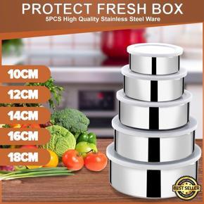 Protect fresh box stainless steel with lid 5 pieces set