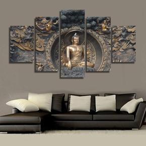 Home Decor Canvas Print Painting Wall Art Buddha Statue Meditation Unframe #10cm - 5cm wide 5-piece set