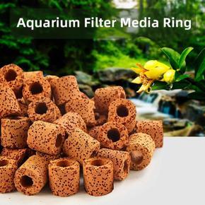 100g Ceramic Rings For Fish Tank Bacteria Bio Filter Porous Red Biological Rings Bacteria Building House Aquarium Red brown