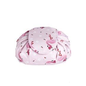 Korean lazy Drawstring cosmetic bag bundle storage bag portable Large capacity shrink cosmetic cosmetic bag custom - Pink Flamingo {one size}