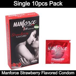 Manforce Strawberry Flavored Condom - 1 Box contains 10pcs Condom