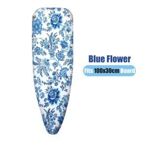 90x30/100x30/110x34cm Thick Heat Retaining Felt Ironing Board Cover Universal-100x30cm - Blue and white 100x30