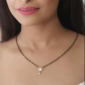 Blulune single stone gold plated mangalsutra for women