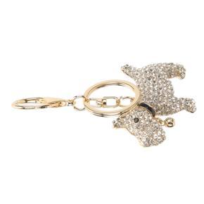 Himeng La Puppy Keychain Shiny Rhinestone Innovative Cute Hand Made Metal Key Fob for Bags Backpacks Decorative Pendant