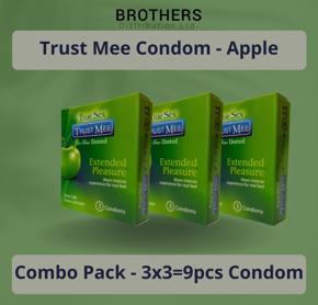 Trust Mee - True Dotted Apple Flavor Condoms for Extended Pleasure - Combo Pack - 3x3=9pcs