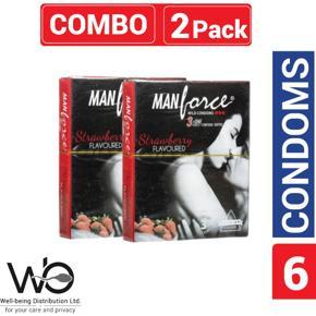 Manforce - Strawberry Flavour Super Condoms - 2 Combo Pack - 3x2=6pcs