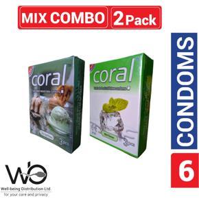 Coral Mix - 1 Pack Mint & 1 Pack 3 Ice Cream Flavored Condom - 3x2=6pcs