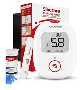 Safe AQ Voice Glucometer Full Set for Blood Sugar Testing | Carrying case +25 test Strips with voice system
