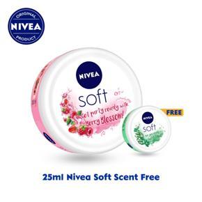 NIVEA Soft Skin Moisturizing Cream Berry Blossom 200ml & Get Nivea Soft Jar Chilled Mint Cream 25ml FREE