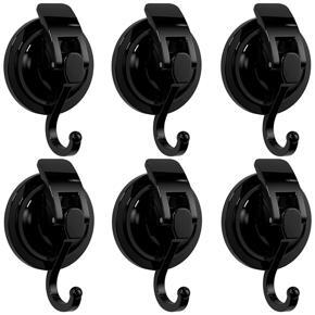 6Pack Heavy Duty Vacuum Suction Cup Hooks for Bathroom Black