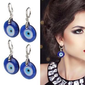 Himeng La 2 Pairs Blue Eye Earrings Elegant Appearance 12mm Glass Resin for Daily Collocation Gifts