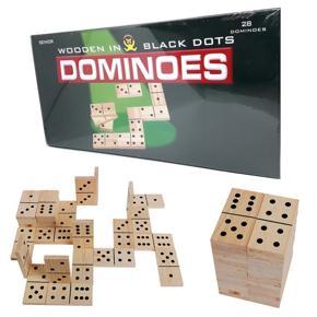 28 Pieces Wooden Mini Dominoes with Black Dots Traditional Game