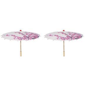 ARELENE 2X Art Umbrella Chinese Silk Cloth Umbrella Classical Style Decorative Umbrella Oil Paper Painted Parasol Umbrella