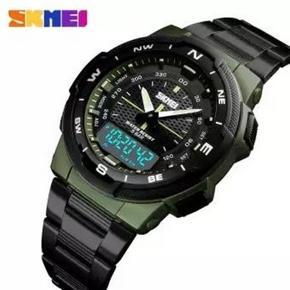 SKMEI Sport Dual Display Waterproof Stainless Steel Strap Digital Watch For Men 1370