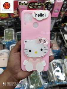 FOR Realme C15/Realme Narzo 20/Realme C12 Lady's Styles Hello Kitty Mirror Case back cover