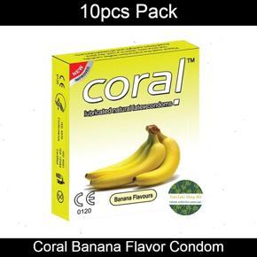 Coral Condom - Banana Flavor Plain & Thin Condom - 10pcs Pack