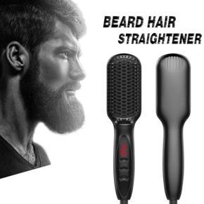 Men Electric Quick Heating Hair Straightener Brush Beard Multifunction Styling Comb Curling Show -