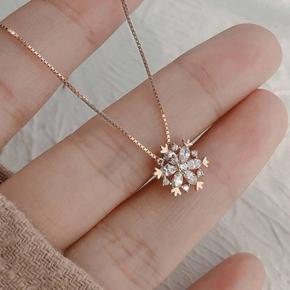 Trendy Korean Style Flower Chain Choker Necklaces for Girls Simple Stylish Fashion New Collection -  Snowflake Flower Pendant Necklace for Women Simple/ Necklace for Girls New Collection