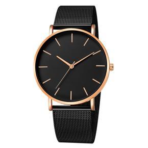 Fashion Men Ultra Thin Mesh Band Round Dial No Number Analog Quartz Wrist Watch