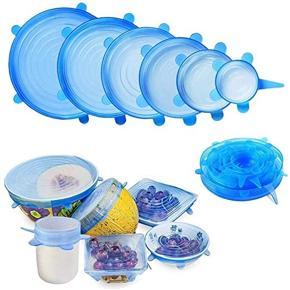 Silicone Stretch Lids 100% Food Grade Reusable Silicone Food Covers Stretch Lids For Cups Bowls Containers Food -6Pcs