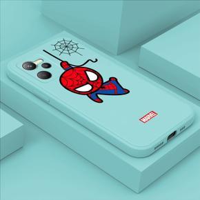 Hontinga for Realme C35/Narzo 50A Prime Back Cover Cartoon Spiderman Cases Square Edge Liquid Silicone Phone Case