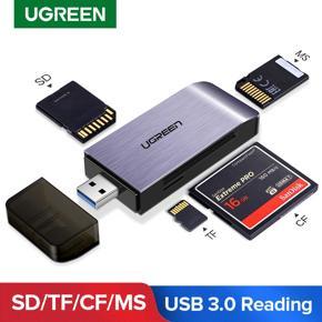 UGREEN SD Card Reader USB 3.0 High Speed CF Memory Card Adapter for UHS-I SDXC/SDHC/Micro SD/Micro SDXC/Micro SDHC, Memory Stick, MMC for Windows, Mac OS, Linux, Read 4 Cards at Once
