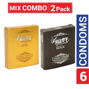Amore Mix - 1 Pack Luxury Gold & 1 Pack Luxury Black Condom - 3x2=6pcs