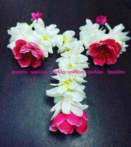 Exclusive Designer Non Bridal artificial flower Jewellery Set -. Earrings, tikli holud/boishakh fashion for women