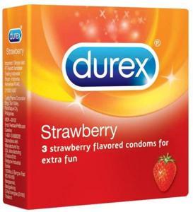 Durex Strawberry Condoms for Men (`1pack 3pce's) Pack
