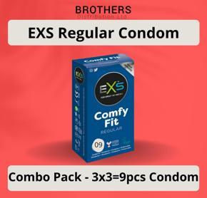 EXS Condom - Comfy Fit Regular Condom - Combo Pack - 3x3=9pcs (Made in UK)