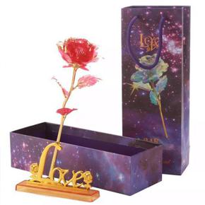 Rose 24K Aluminum Gold Plated Rose Love Stand Gift Wedding Decor Flower Party