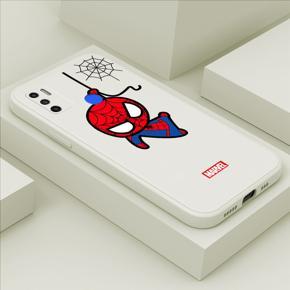 Hontinga for Tecno Spark 5 Air/Spark 6 Air Back Cover Cartoon Spiderman Cases Square Edge Liquid Silicone Phone Case