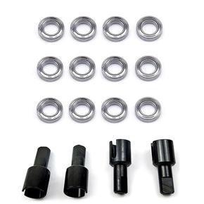 BRADOO- 4Pcs 144001 Metal Differential Cup with 12Pcs 144001-1296 4X7X2mm Bearing Spare Accessories