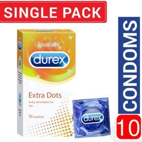 Durex - Extra Dots Condom for Extra Simulation for Her - Large Single Pack - 10x1=10pcs (Made In India)
