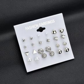 Assorted 12 Pairs Earrings Multiple Stud Earrings Set Hoop Synthesis Pearl Crystal Earring Woman Jewelry