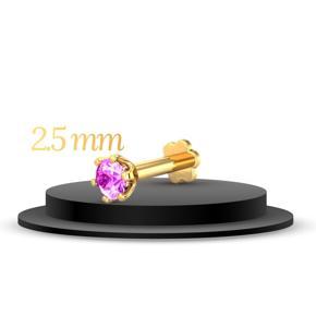 PINK STONE GOLD Plated NOSE PIN- 2.5MM