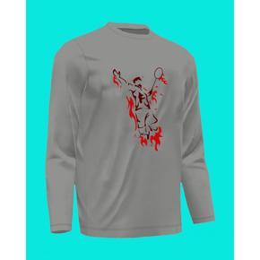 Badminton 5 Ash  long Sleeve T-Shirt For Men