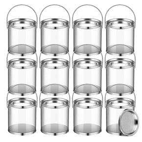 ARELENE 12Pack Mini Clear Plastic Paint Cans Small Empty Paint Cans for Crafts Candy DIY Projects Party Favor Decor,3 x 3 Inches