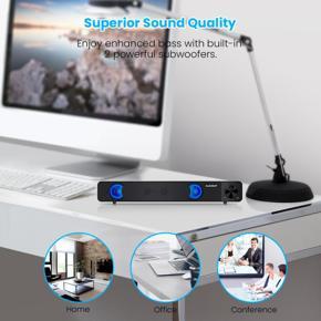 audio ELEGIANT Wired Dual Speakers Computer TV Sound Bar Super Bass Desktop Subwoofer