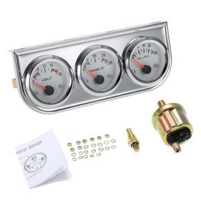 52MM o*il Pressure Fahrenheit Water Temperature Gauge Voltmeter Chrome 3 in 1 Gauge Kit Car Motorcycle Meter