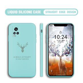 Hontinga for Vivo V20 2021 Case Soft Silicone Square ELK Deer Reindeer Phone Cases Full Cover Camera Shockproof Protection Rubber Case