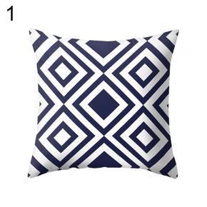 Navy Blue Geometric Pattern Pillow Case Cushion Cover Office Home Sofa Bed Decor