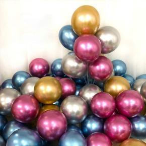 Multi Colour Party Balloons 12 Inch 10pcs Metallic Chrome Glossy Birthday Balloons For - Party Decoration