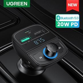 UGREEN Quick Charge 4.0 Car Charger for Phone FM Transmitter Bluetooth Car Kit Audio MP3 Player Fast Dual USB Car Phone Charger