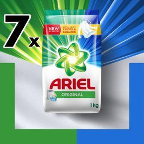Pack of 7 Detergent Ariell - 1kg original Blue Formula Washing Powder