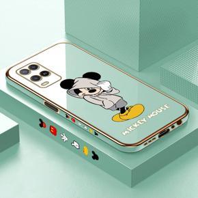 Hontinga for OPPO A54 / A54 2021 Case Luxury 6D Plating Handsome Cartoon Mouse Side Pattern Soft Back Cover Silicone Square Phone Cases