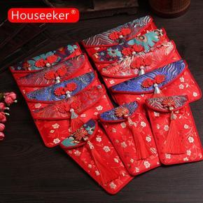 Houseeker 2023 New Year Red Packets Birthday Brocade Money Bag Wedding Engagement Red Envelopes Dragon Phoenix Spring Festival Gift