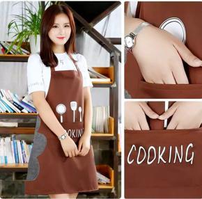 1 Pc - Hand-wiping kitchen Household Cooking Apron Men Women Oil-proof  Waterproof Adult Waist Fashion Coffee Overalls Wipe Hand Apron. - Random Color
